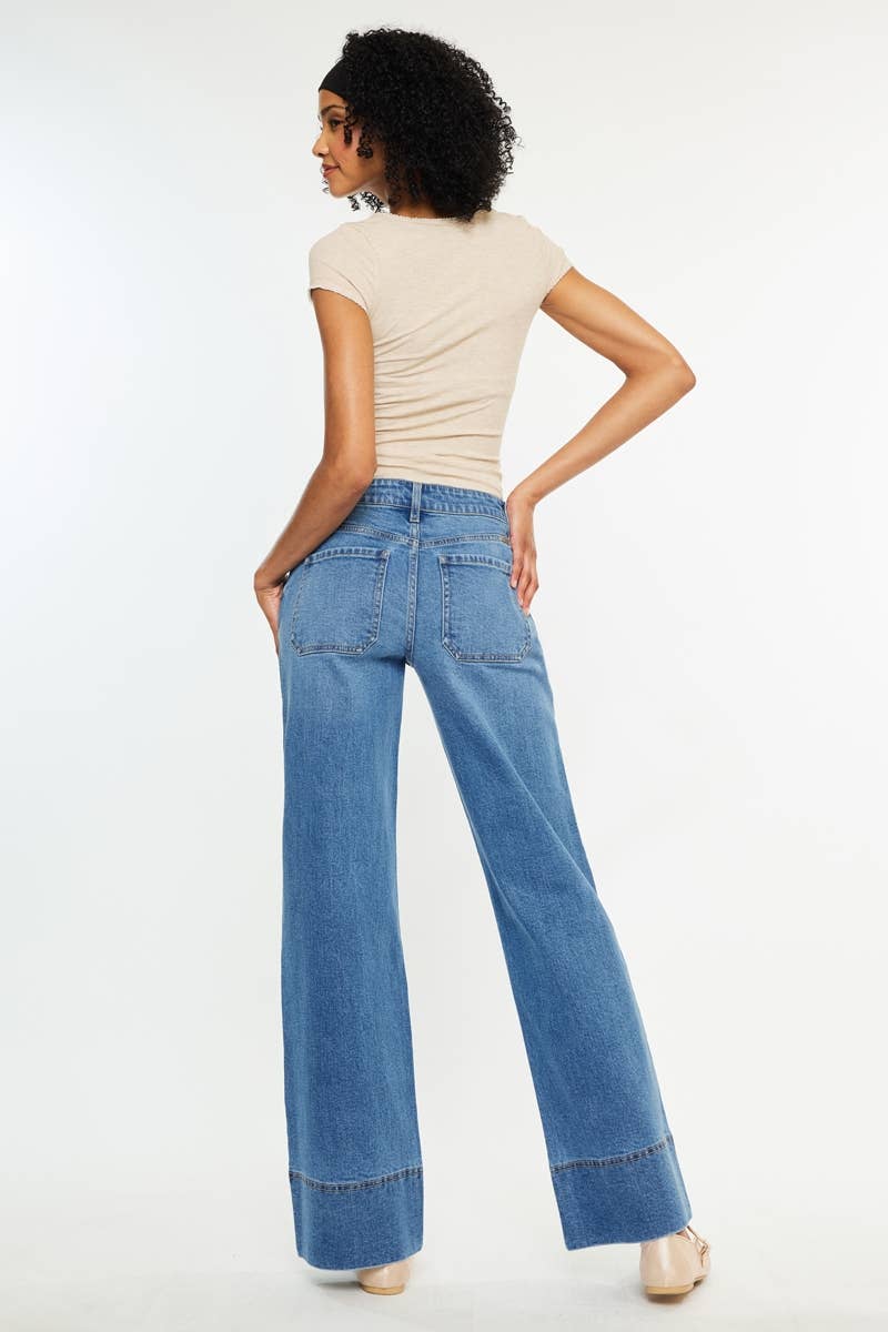 KAN CAN MID RISE WIDE LEG JEANS