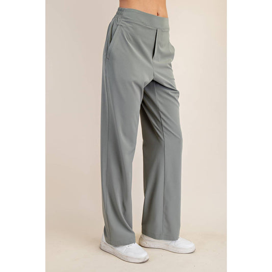CRINKLE WOVEN STRAIGHT TROUSER
