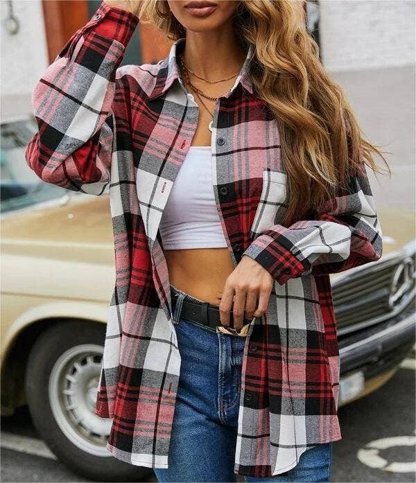 Long-sleeve plaid shirt