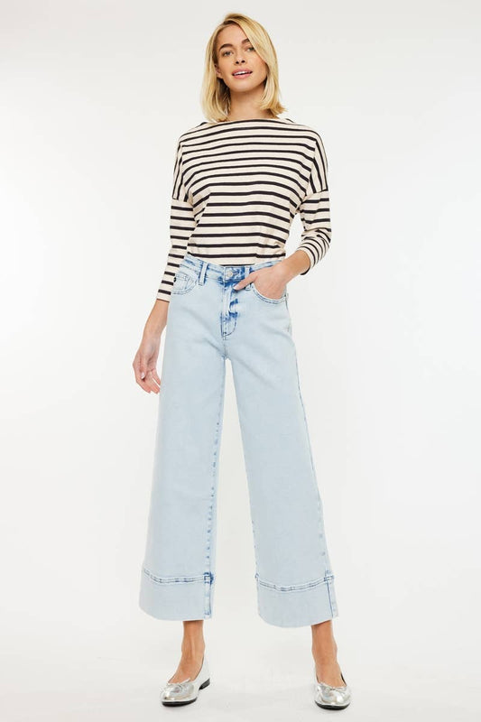 HIGH RISE CROPPED WIDE LEG JEANS