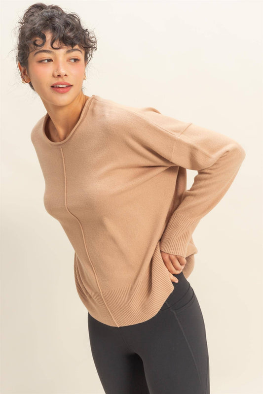 Round Roll Neck Drop Shoulder Sweater