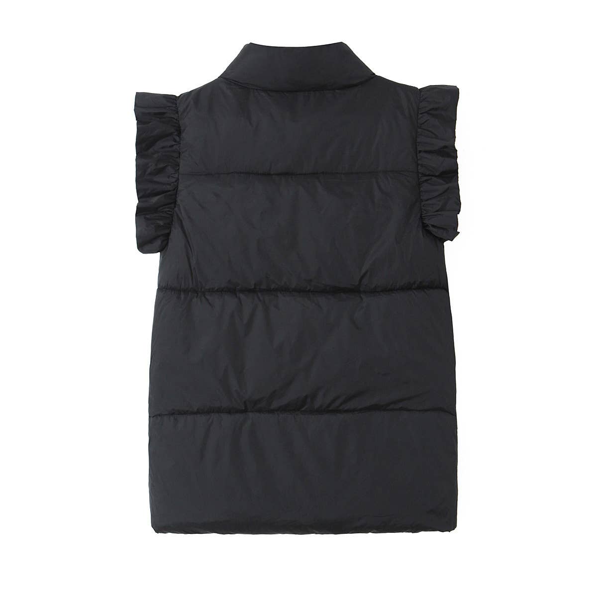 Stand-Up Collar Ruffled Sleeve Vest