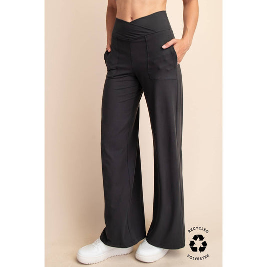 RECYCLED BUTTER V WAIST WIDE PANT