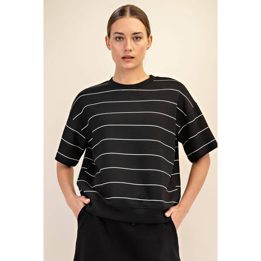 MODAL SCUBA STRIPE BASIC SHORT SLEEVE TOP