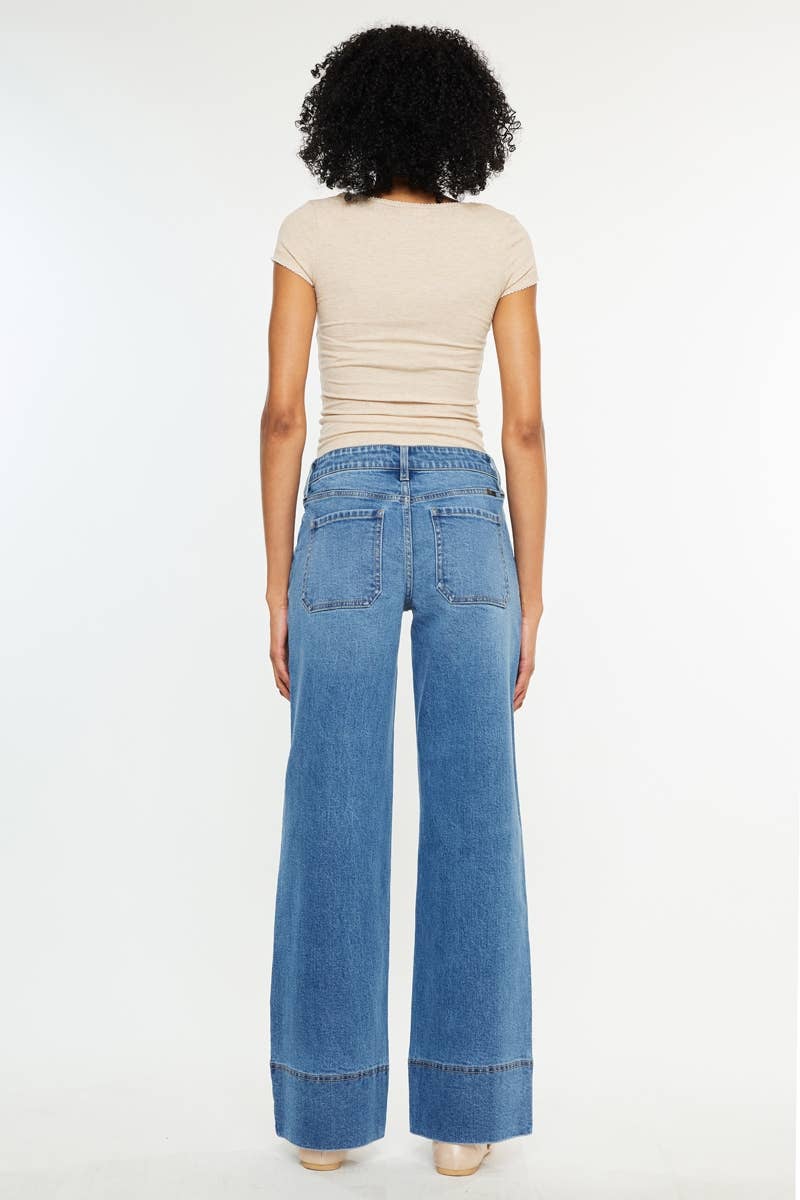 KAN CAN MID RISE WIDE LEG JEANS