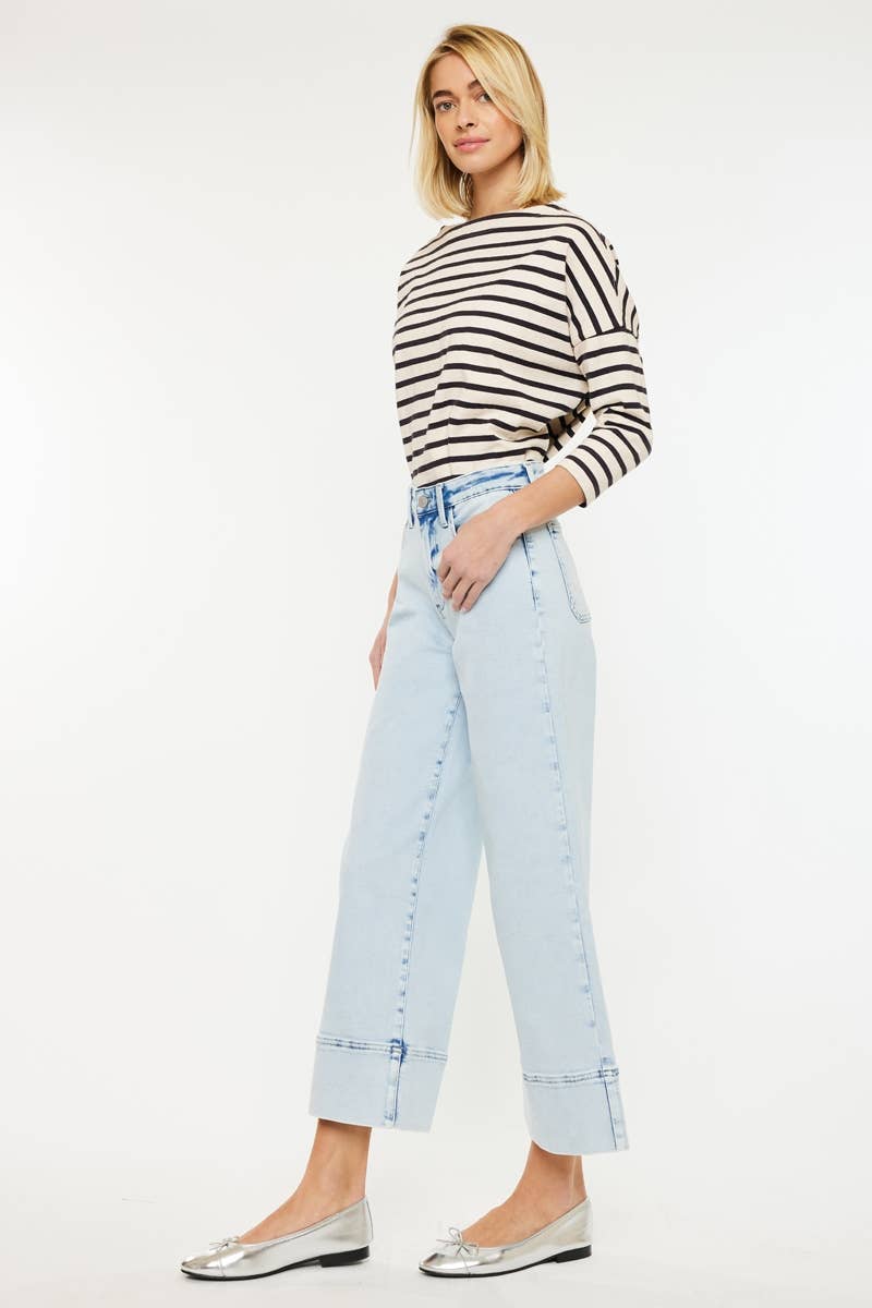 HIGH RISE CROPPED WIDE LEG JEANS