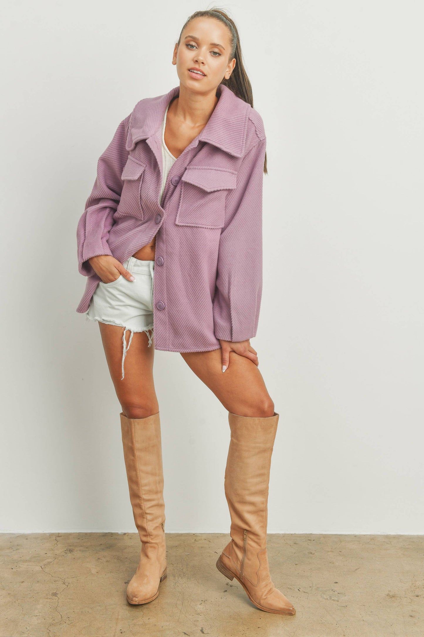 Solid Fall/Winter Shacket Coat