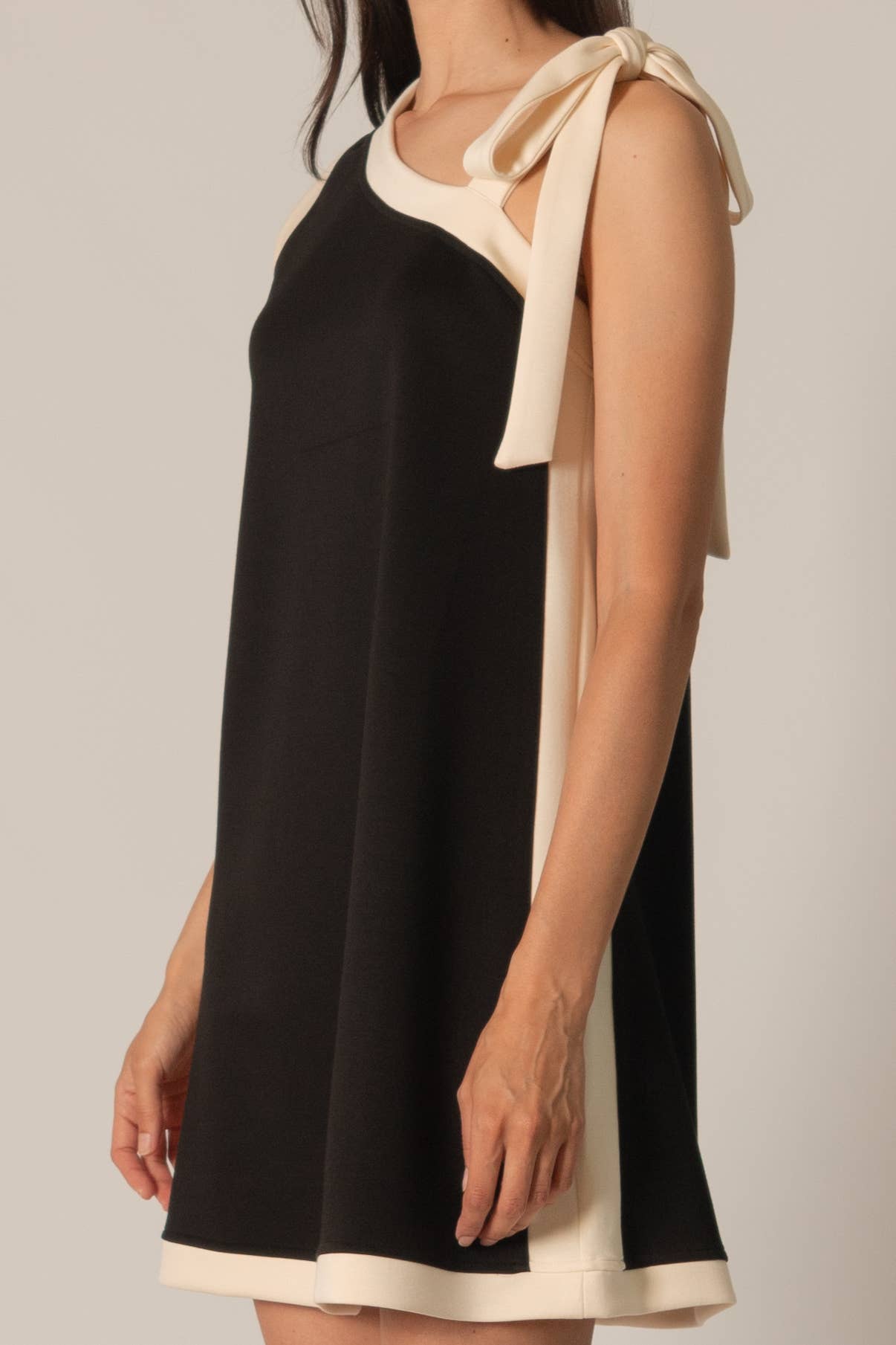 P. CILL Butter Modal Contrast Tie Strap Mini Dress