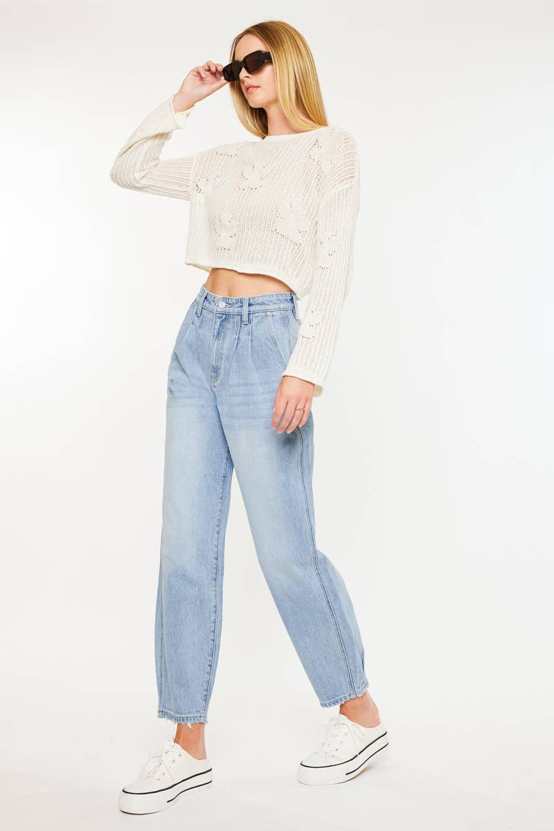 KAN CAN ULTRA HIGH RISE WIDE TAPERED FIT JEANS