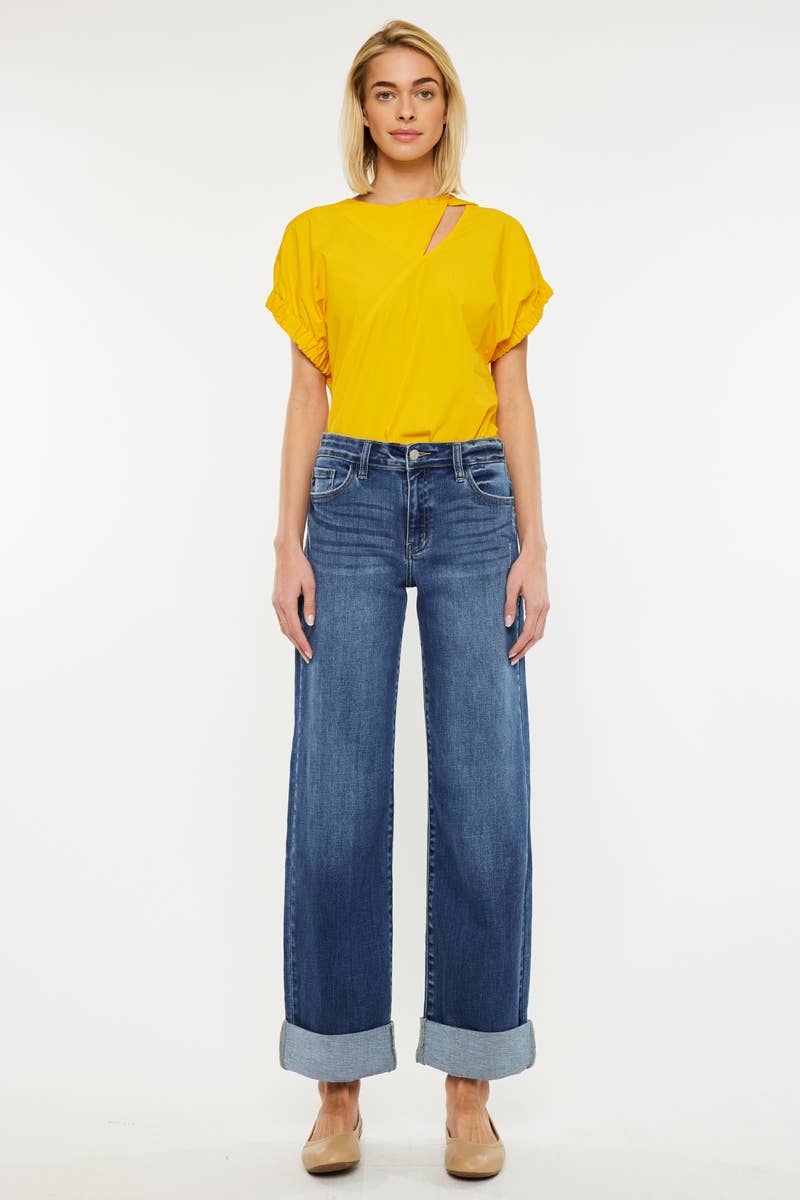 KAN CAN HIGH RISE WIDE LEG JEANS