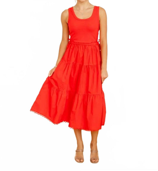 Skies are Blue Sleeveless Knit Tank Poplin Skirt Dress