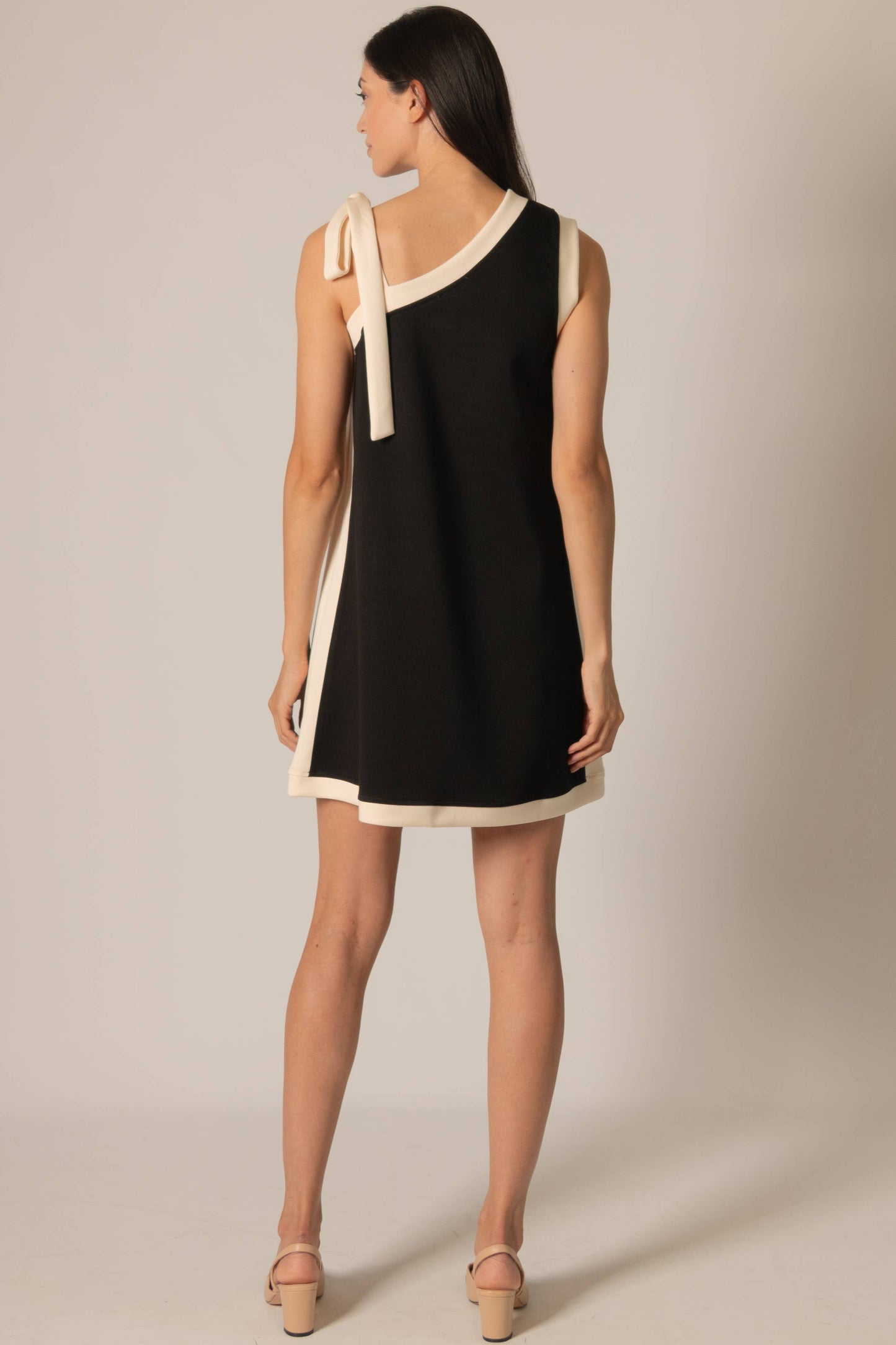 P. CILL Butter Modal Contrast Tie Strap Mini Dress