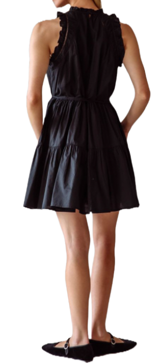 Skies Are Blue Sleeveless Ruffled Poplin Mini Dress