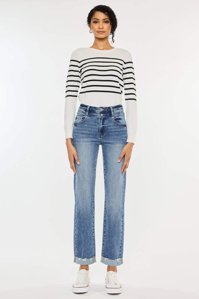 KAN CAN HIGH RISE SLIM STRAIGHT JEANS