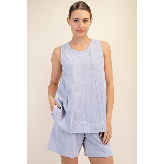 MINERAL WASHED SLEEVELESS LONGLINE TOP