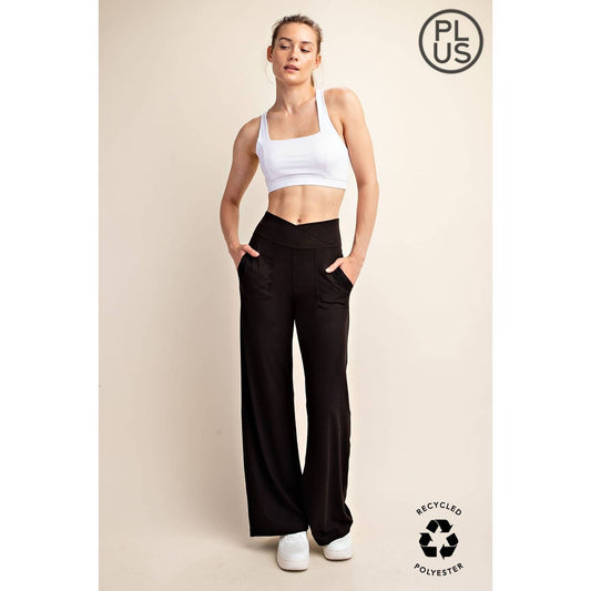 PLUS SIZE RECYCLED BUTTER V WAIST WIDE PANT