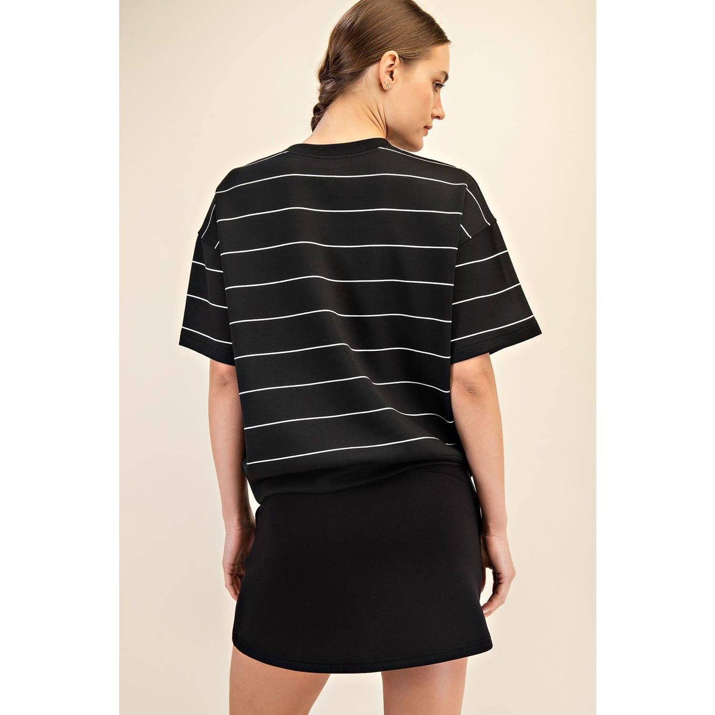 MODAL SCUBA STRIPE BASIC SHORT SLEEVE TOP
