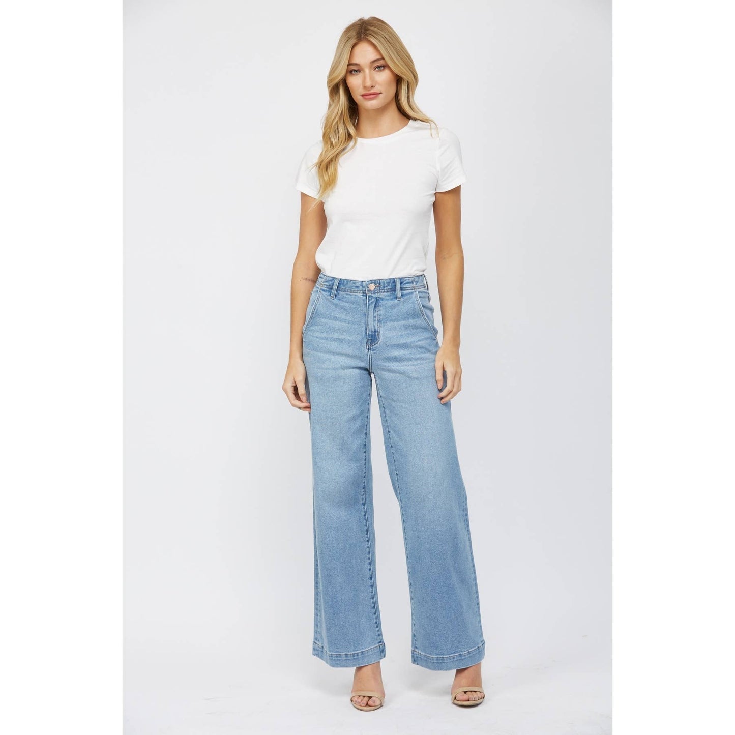 High Rise Wide Leg with Slant Pocket