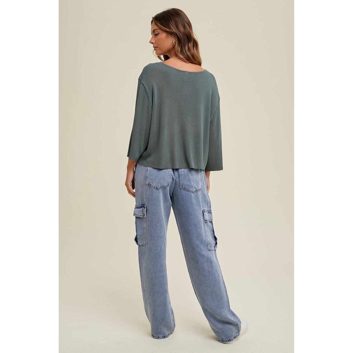 3/4 SLEEVE DROP SHOULDER SWEATER / WL24-8508