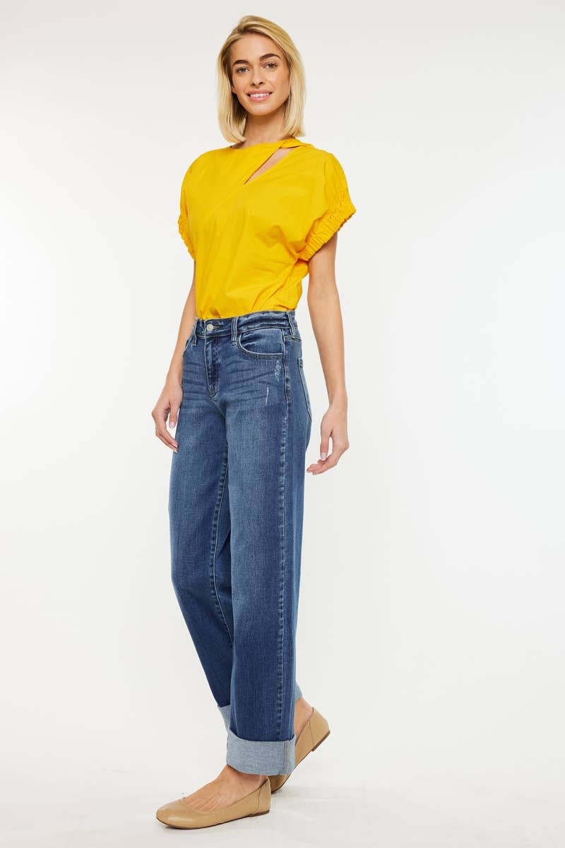 KAN CAN HIGH RISE WIDE LEG JEANS