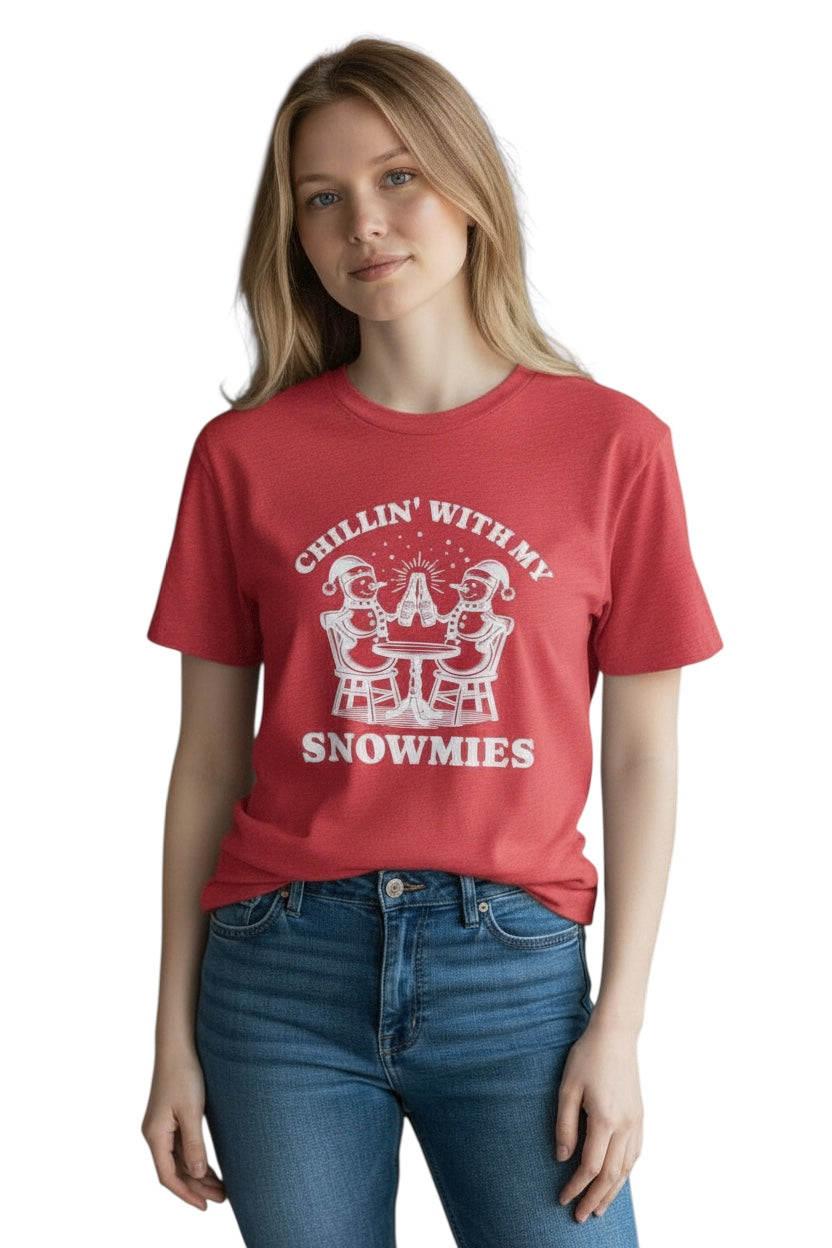 Chillin' with My Snowmies | Funny Vintage Christmas T-Shirt