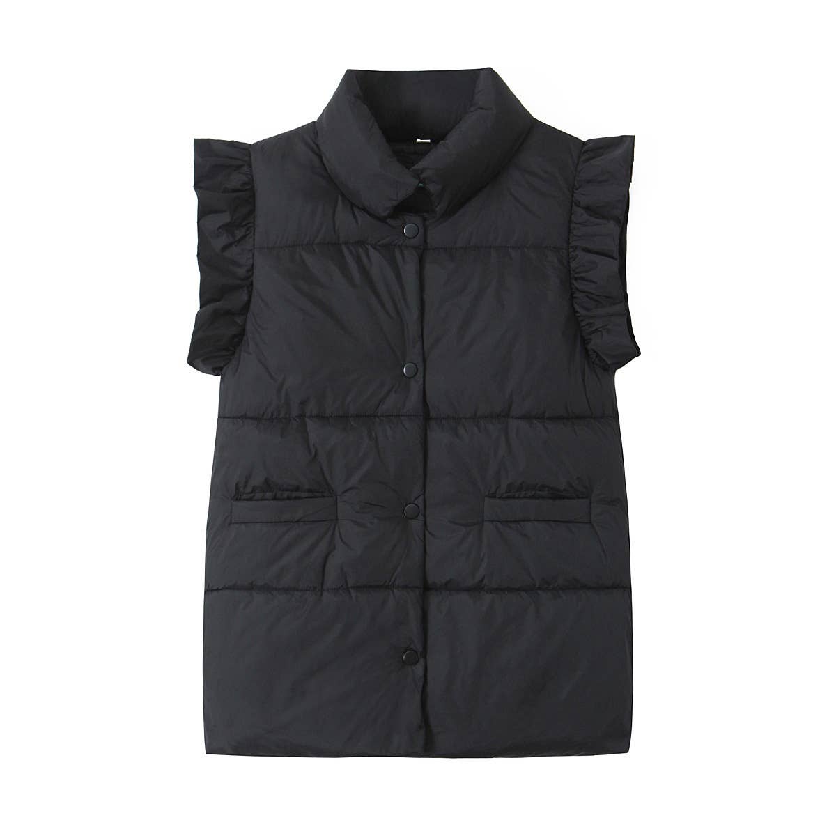Stand-Up Collar Ruffled Sleeve Vest