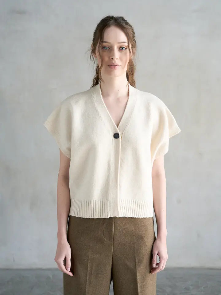 V-Neck Single Button Front Sweater Vest