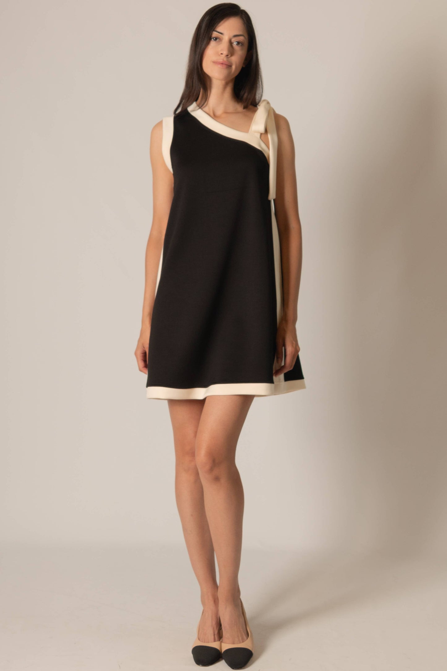 P. CILL Butter Modal Contrast Tie Strap Mini Dress