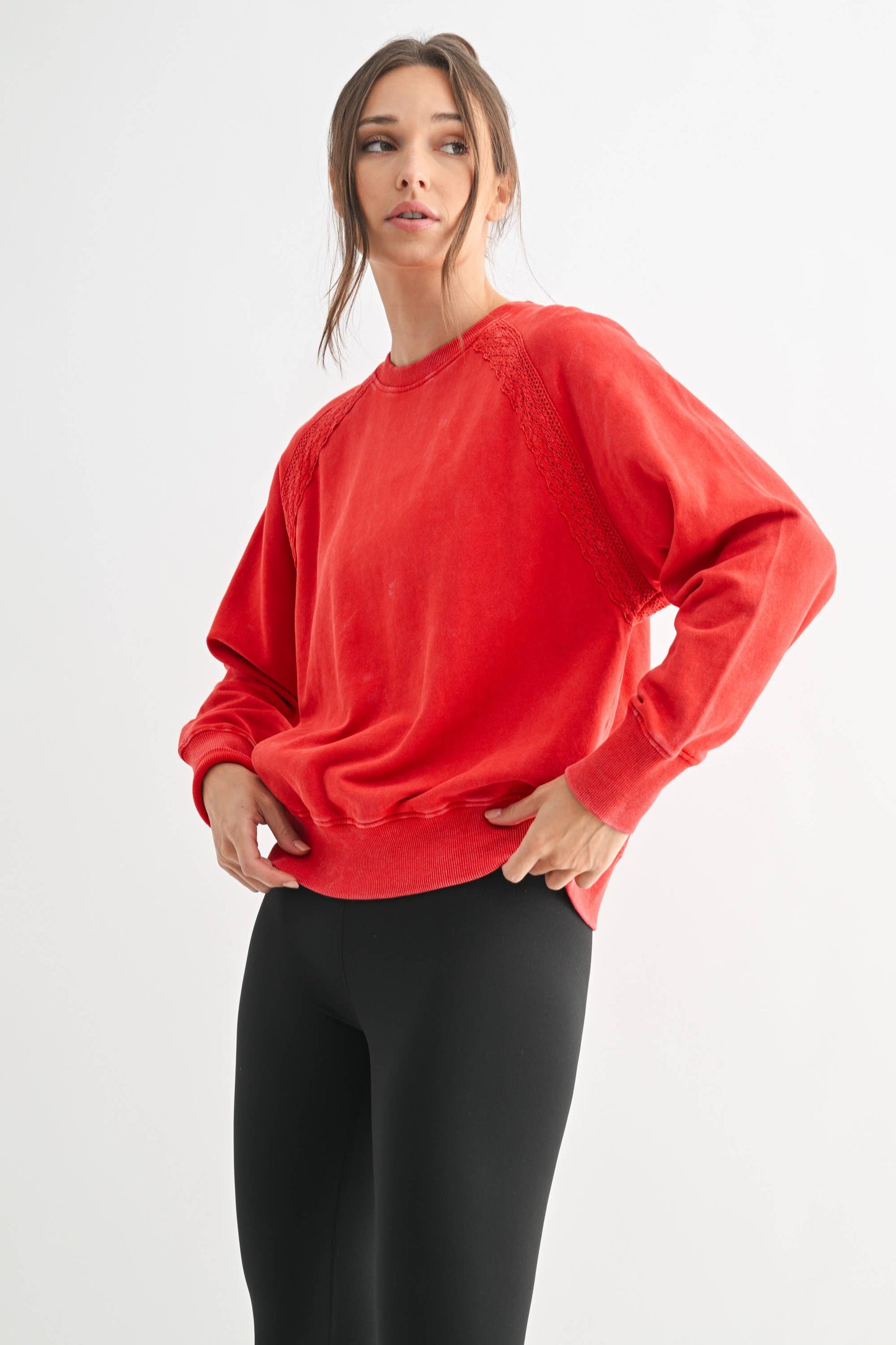 Soft Bloom Mineral Wash Lace Pullover
