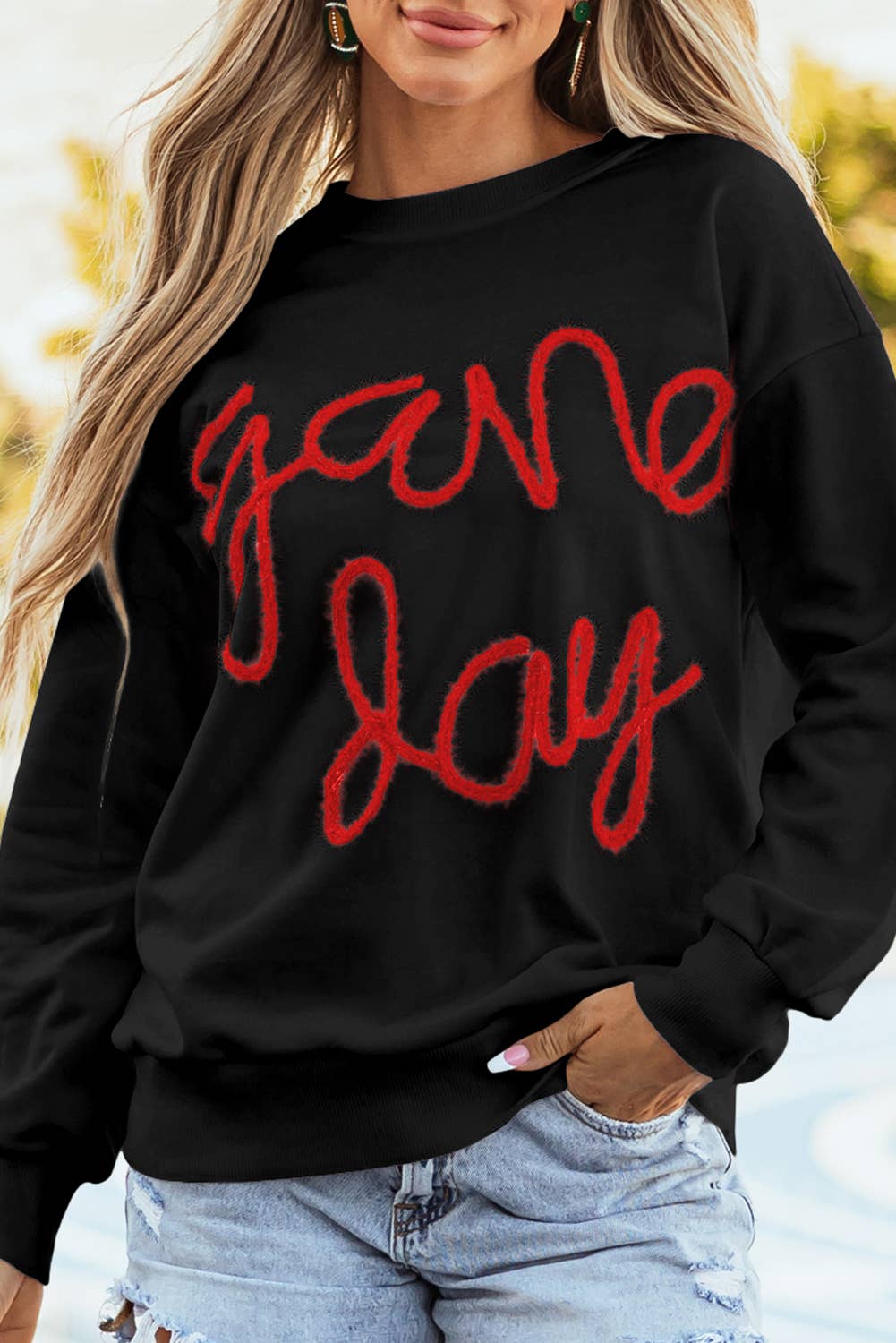 LDC Fall Clothing Game Day Drop Shoulder Graphic Sweatshirt
