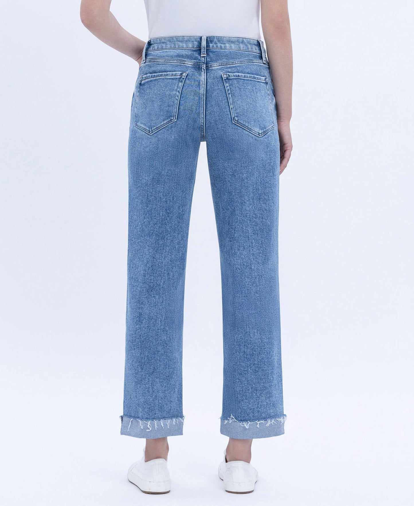 HIGH RISE CUFFED CROP STRAIGHT JEANS