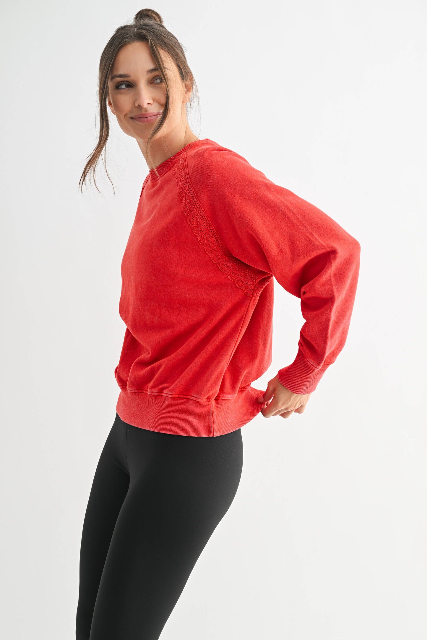 Soft Bloom Mineral Wash Lace Pullover