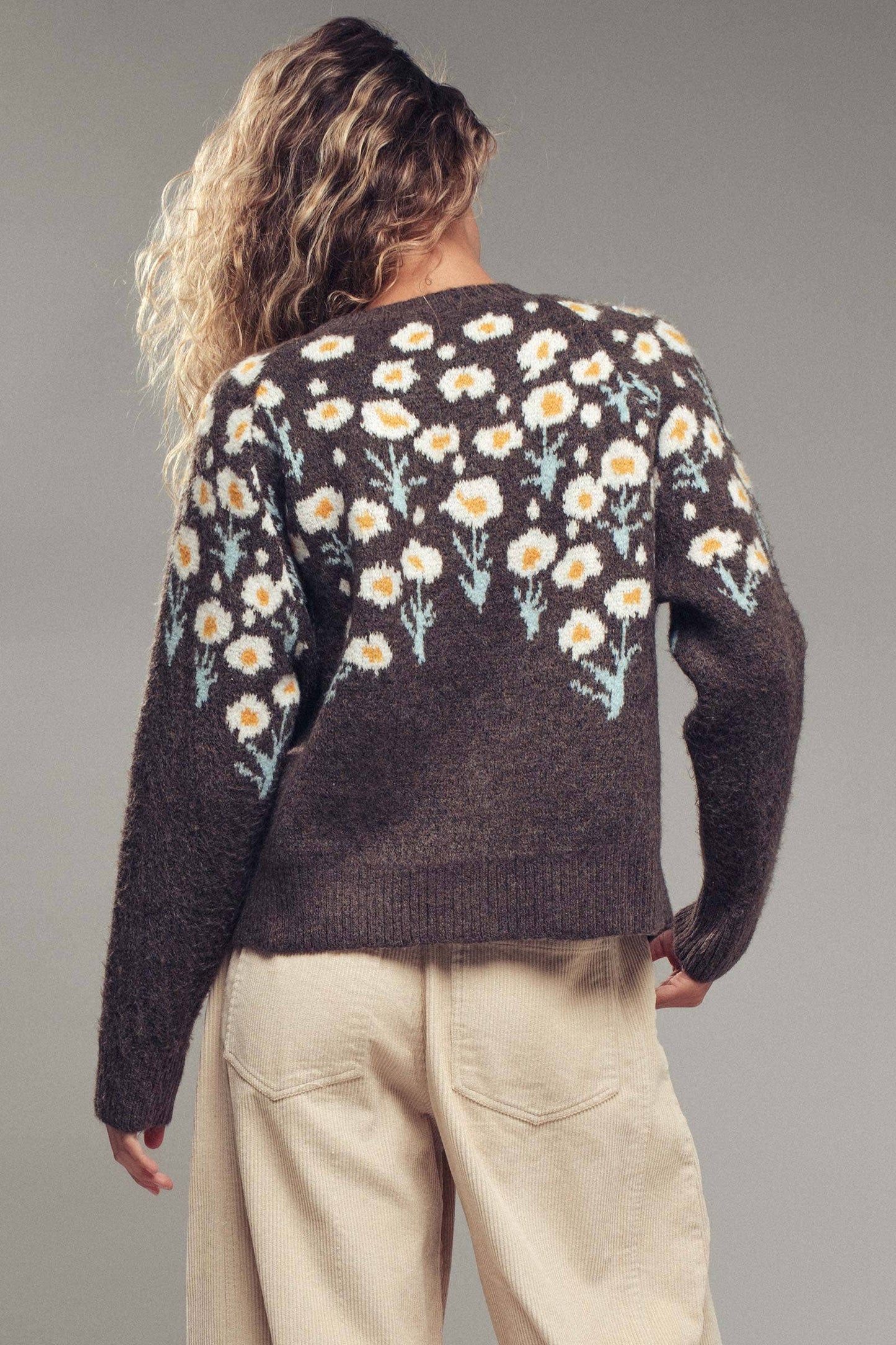 Daisy Embossed 3D Floral Knit Sweater