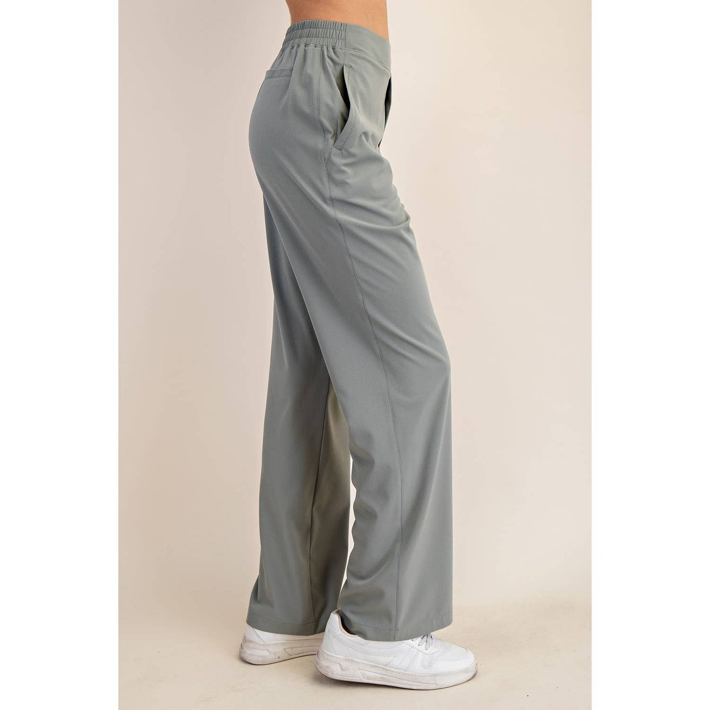 CRINKLE WOVEN STRAIGHT TROUSER