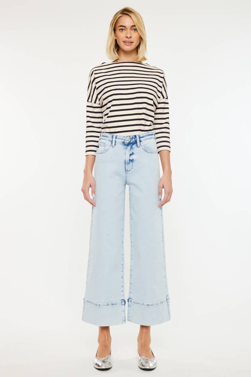 HIGH RISE CROPPED WIDE LEG JEANS