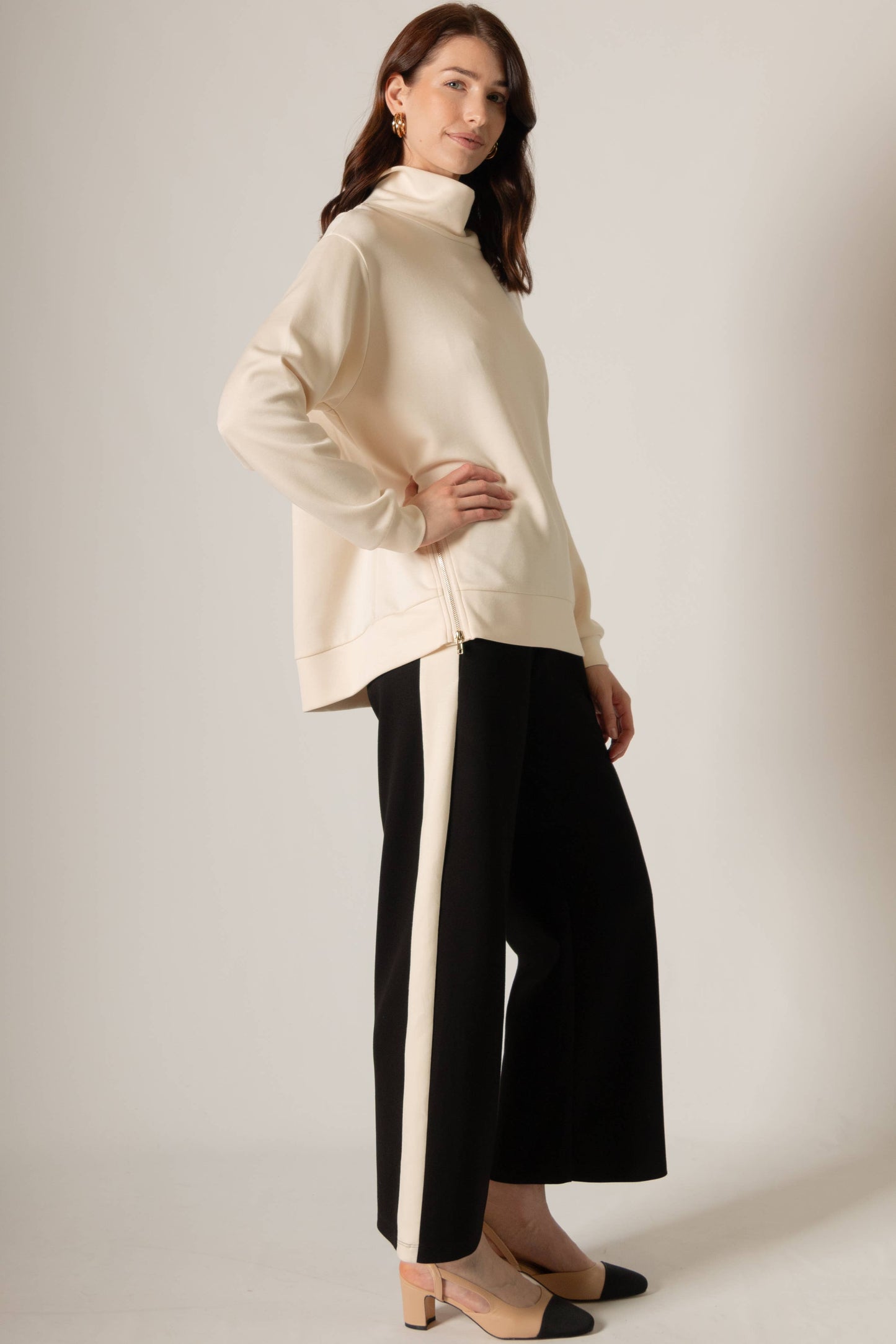 P. CILL Butter Modal Side Stripe Wide Leg Pants