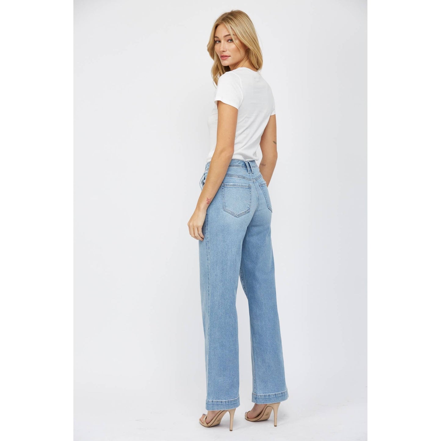 High Rise Wide Leg with Slant Pocket