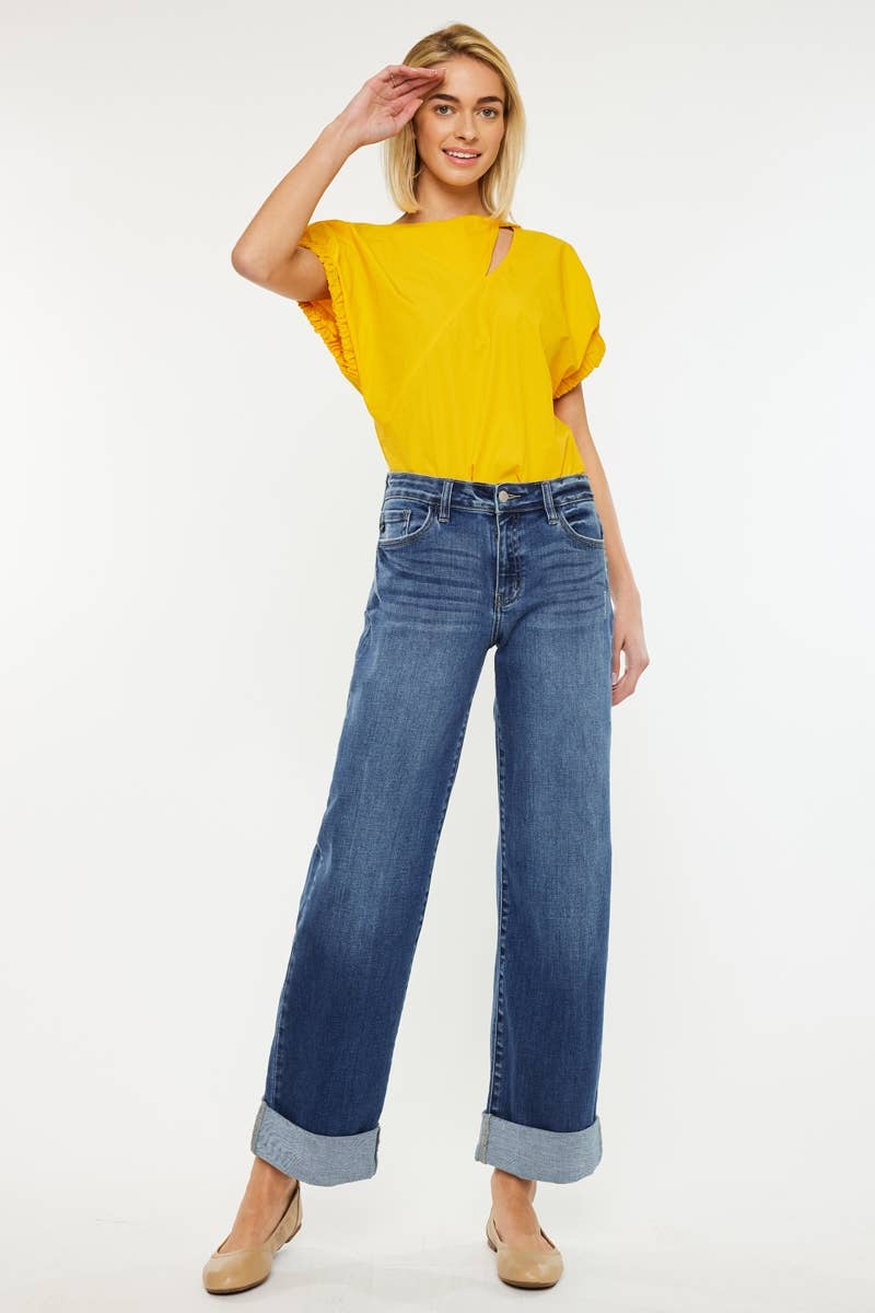KAN CAN HIGH RISE WIDE LEG JEANS
