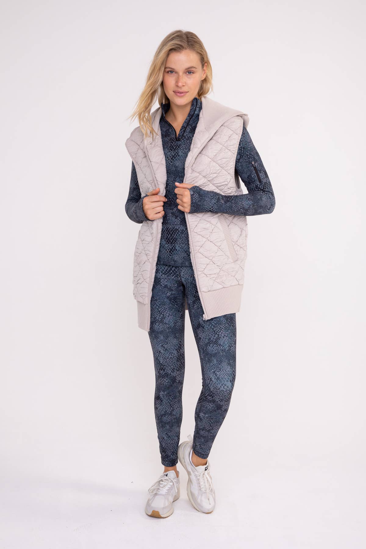 Oversized Quilted Fleece Vest with Hood