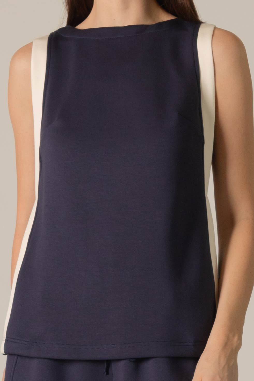 P. CILL Butter Modal Contrast Border Side Pocket Sleeveless