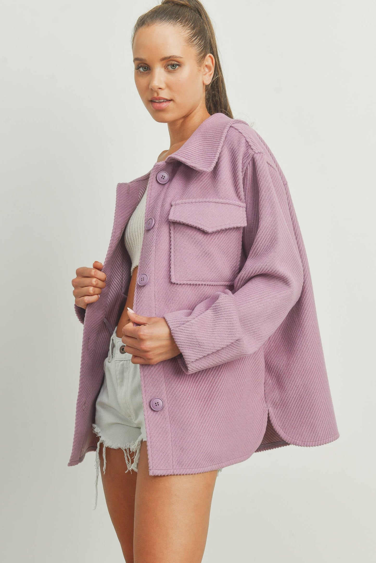 Solid Fall/Winter Shacket Coat