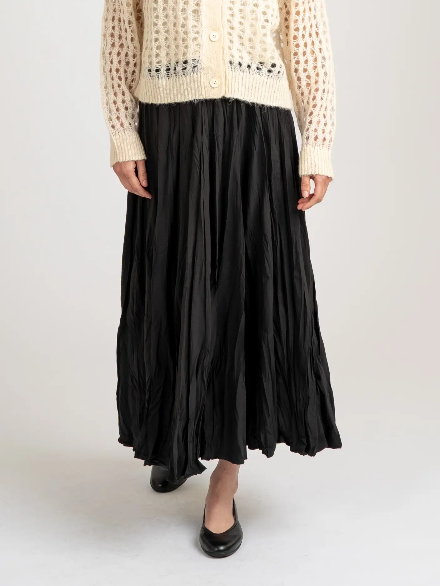 Elegant Crinkled Maxi Skirt