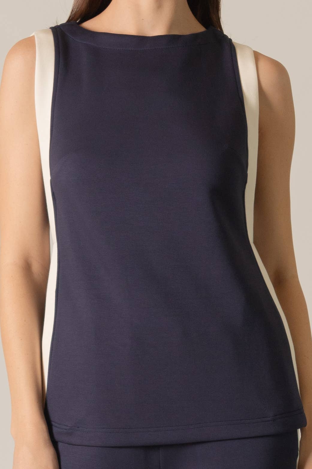 P. CILL Butter Modal Contrast Border Side Pocket Sleeveless