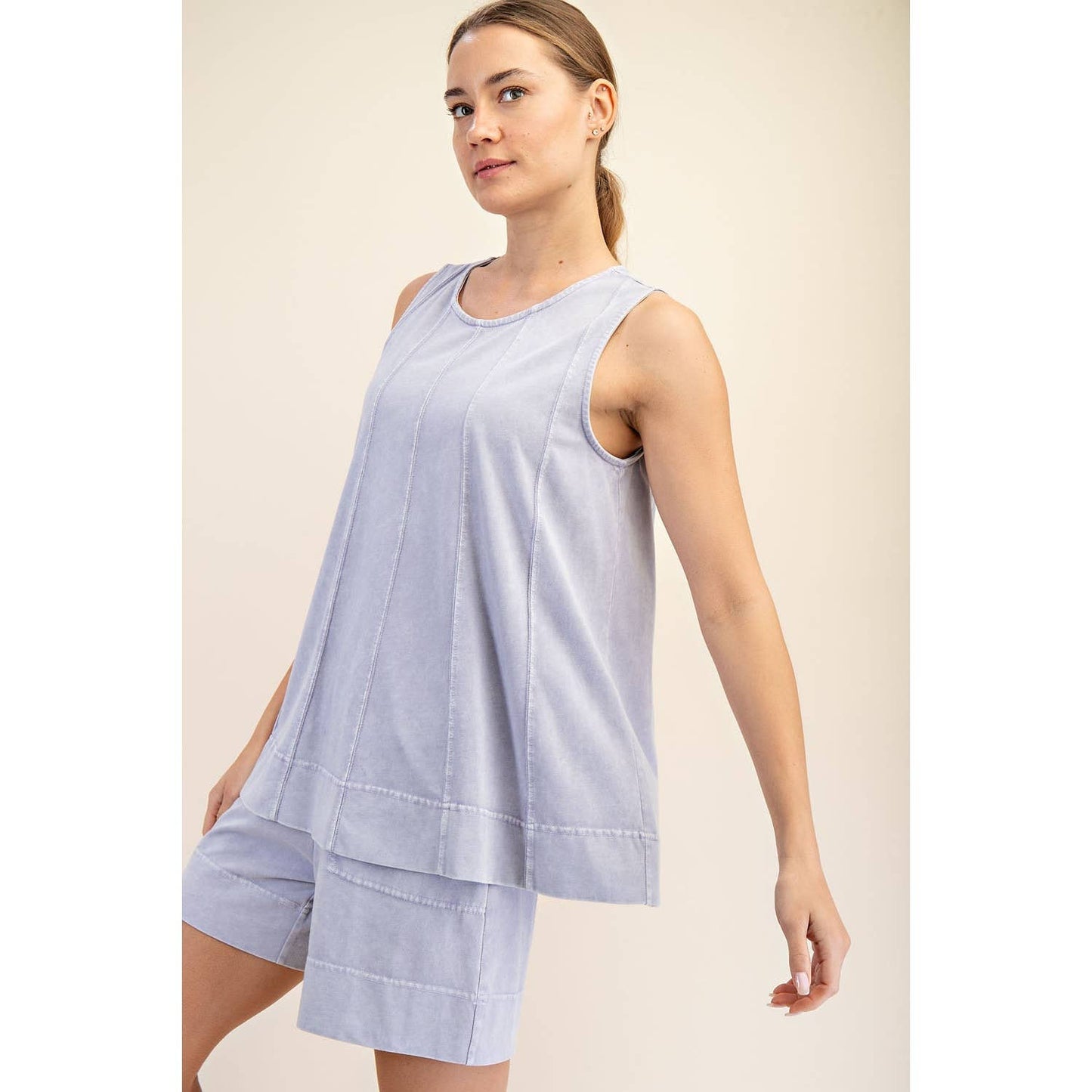 MINERAL WASHED SLEEVELESS LONGLINE TOP