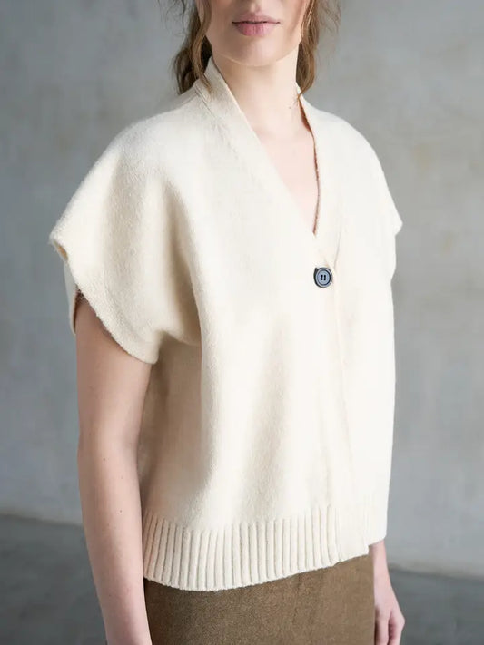 V-Neck Single Button Front Sweater Vest