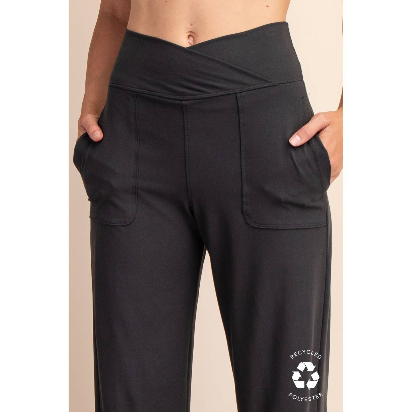 RECYCLED BUTTER V WAIST WIDE PANT