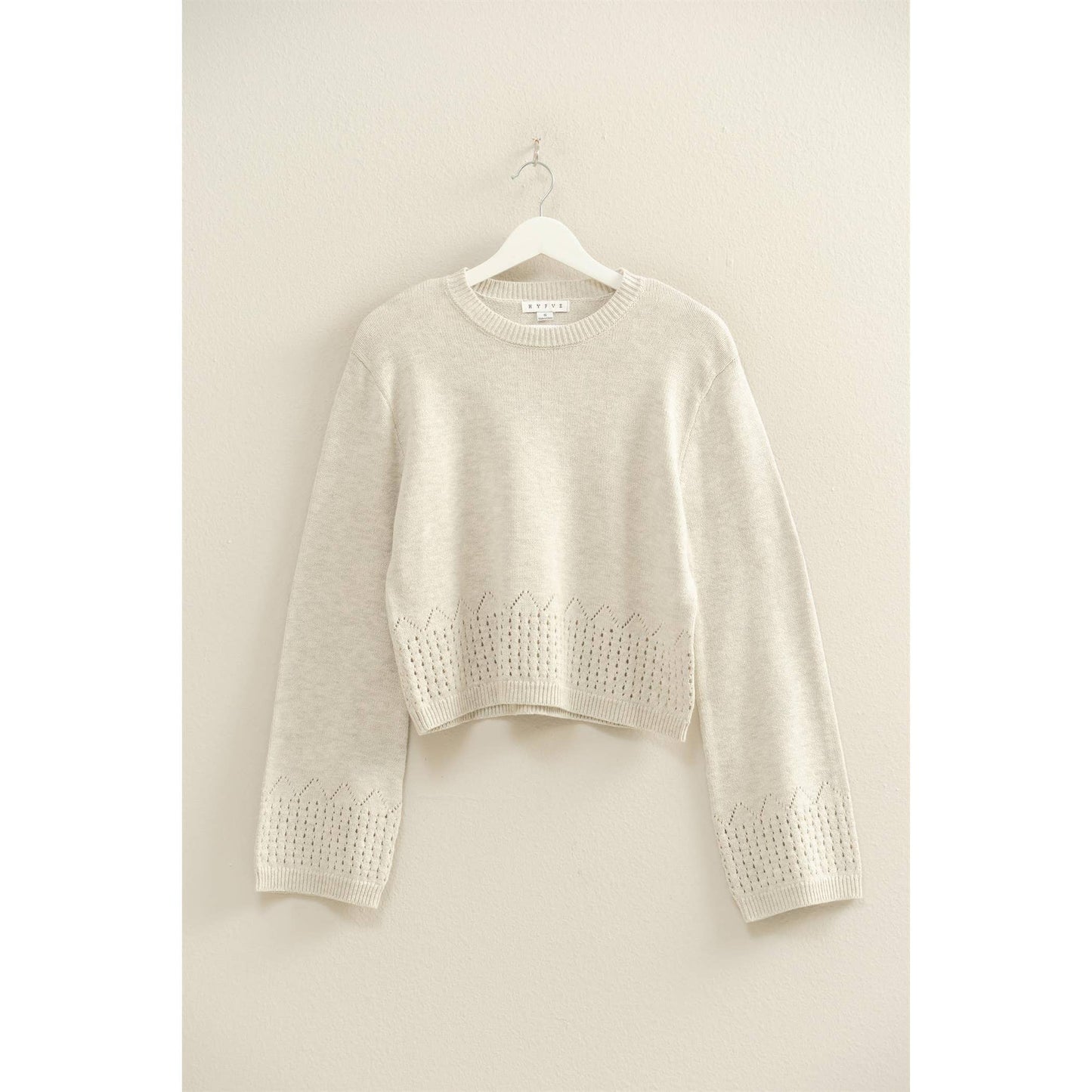 Unique Eyelet Detailed Long Sleeve Sweater