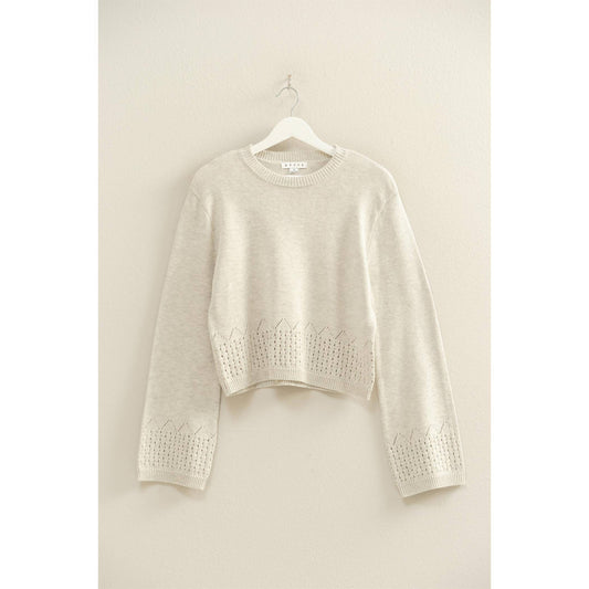 Unique Eyelet Detailed Long Sleeve Sweater