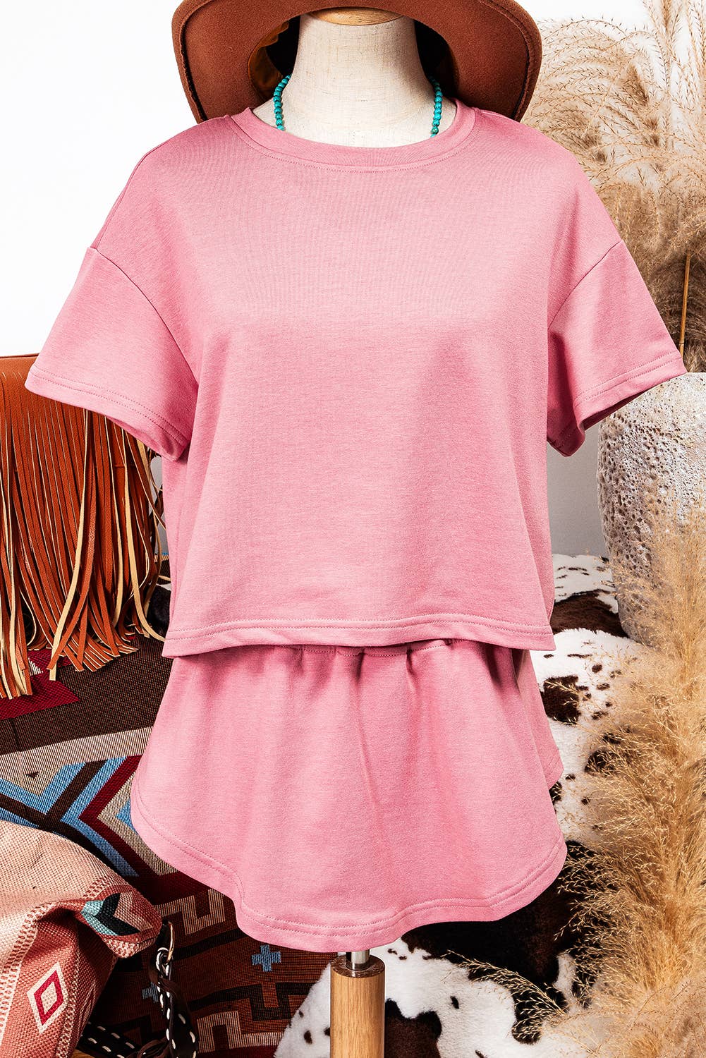 Cropped Tee and Ruffle High Waist Skort Set