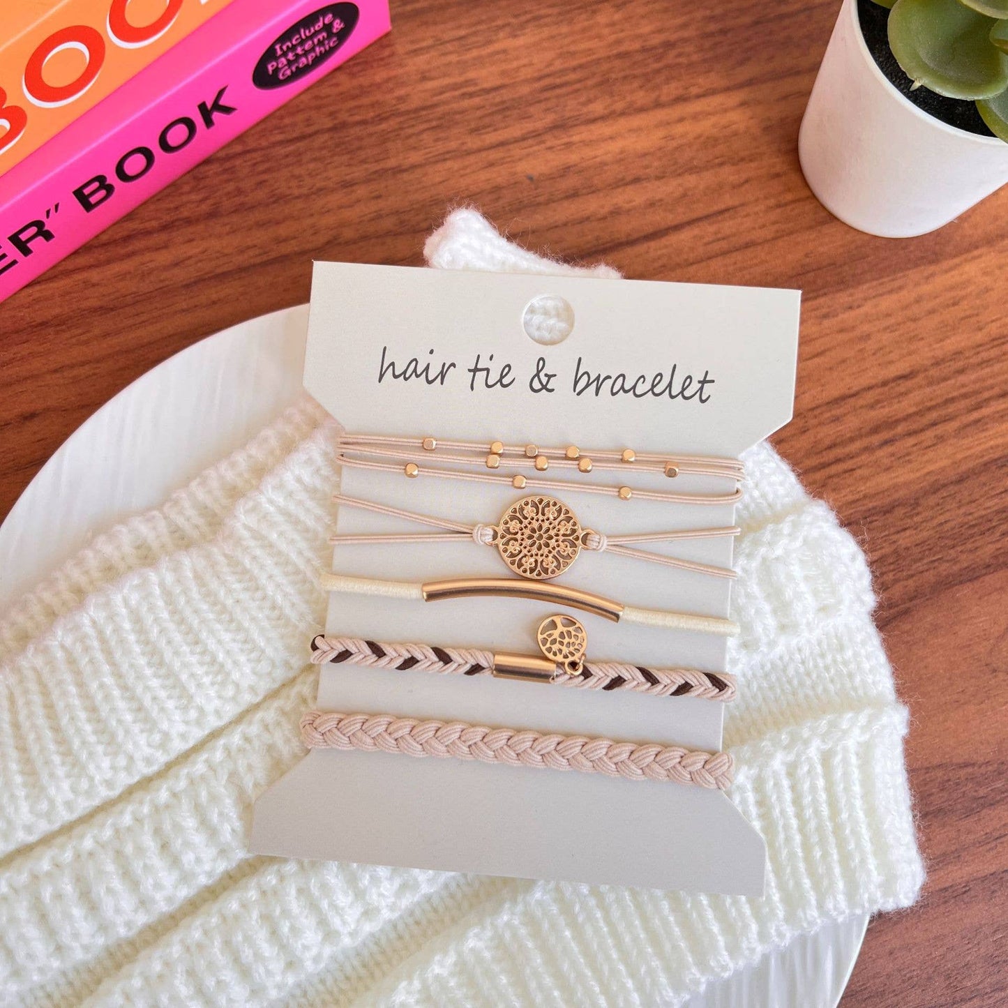 Bohemia versatility charm hair tie bracelets pony cuff